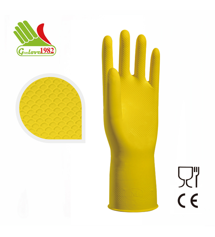 802 LUN-30F(Natral Latex)12" 黄色食品级无衬里乳胶手套