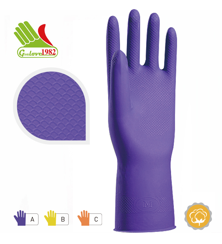 310 LFL-70g 紫色喷绒家用乳胶手套