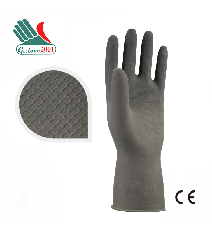315 LFL-55g/65g/70g 12”灰色喷绒家用乳胶手套
